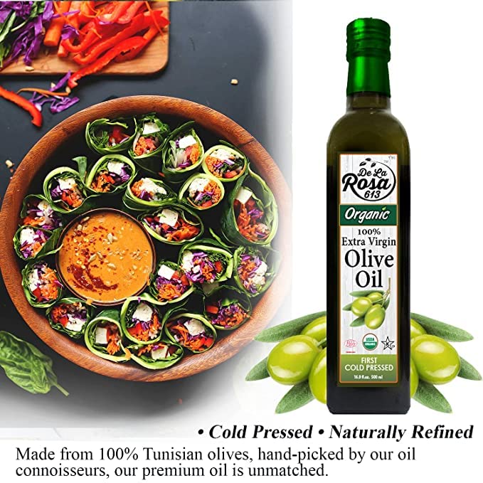 De La Rosa Organic Balsamic Vinegar &amp Organic Extra Virgin Olive Oil 100% Pure Vegan Kosher Non-GMO &amp Gluten Free Great for Salad Dressings Marinades &amp More 16.9 Oz (Pack of 2)