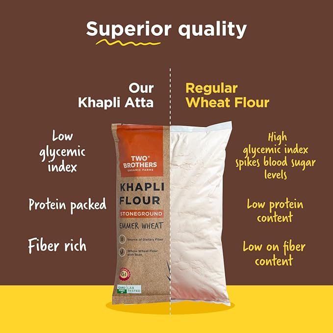 Two Brothers Organic Farms Khapli Atta (Emmer Long Wheat Flour) Stoneground - 10Kg