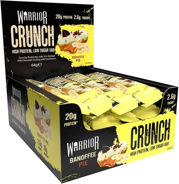 Warrior Crunch High Protein Bars | 20g Protein Low Carb Low Sugar Keto Friendly | Delicious Chewy Crispy On The Go Snack | Box of 12 Bars (12 Count (Pack of 1) Banoffee Pie)