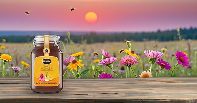 ALSHIFA Natural Honey 6.61lb (3kg) | Pack of 1 | Raw Pure &amp Unpasteurized | 100% Pure Wildflower Honey | Healthy &amp Rich in Nutrients | No Added Sugar | Glass Bottle