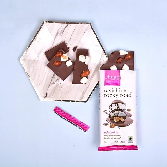Chuao Chocolatier Ravishing Rocky Road Milk Chocolate Bars | Gourmet Almond Vegan Marshmallows Artisan No Preservatives | 10 Pack (2.8 oz each)