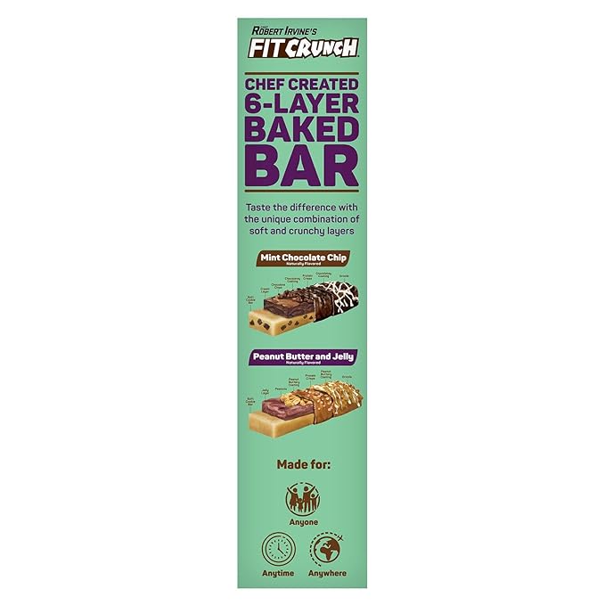 FITCRUNCH Protein Bars Snack Size Variety Pack Gluten Free (18 Bars Mint Chocolate Chip &amp Peanut Butter Jelly)