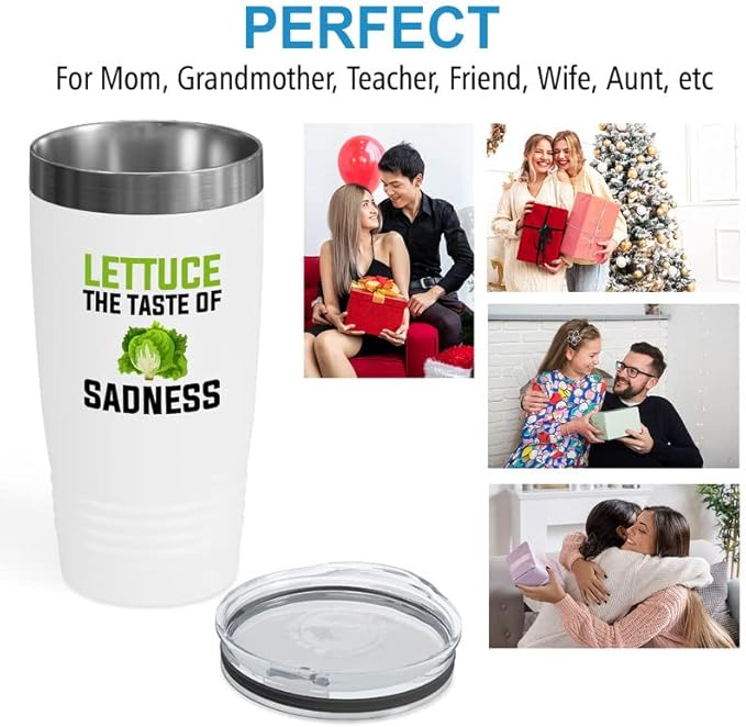 Meat lover White EditionTumbler 20oz - Lettuce the taste of the Sadness - Meat consumer beef lover epicure gourmet gourmand