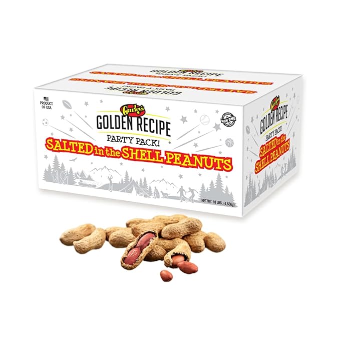 Gurley's Premium Peanuts In-Shell Fire Roasted &amp Salted In Shell Peanut Bulk Party Pack 10 lb Box – Dry Roasted Peanuts Salty Snack for Events &amp Gatherings