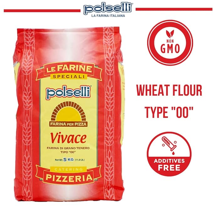 Vivace Tipo 00 Double Zero Flour OO Flour Napoletana Romana Traditional Pizza Dough Mix Pasta Bread (5 kg) 11 lbs by Polselli