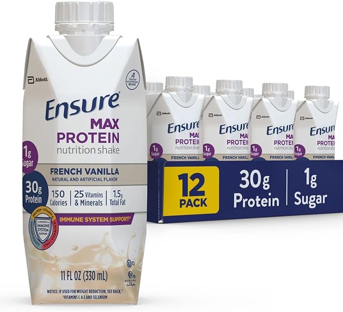 Ensure Max Protein Nutrition Shake 11 fl oz 12 Count &amp Max Protein Nutrition Shake 11 fl oz (Pack of 12) &amp Max Protein Nutritional Shake 11 Fl Oz (Pack of 12)