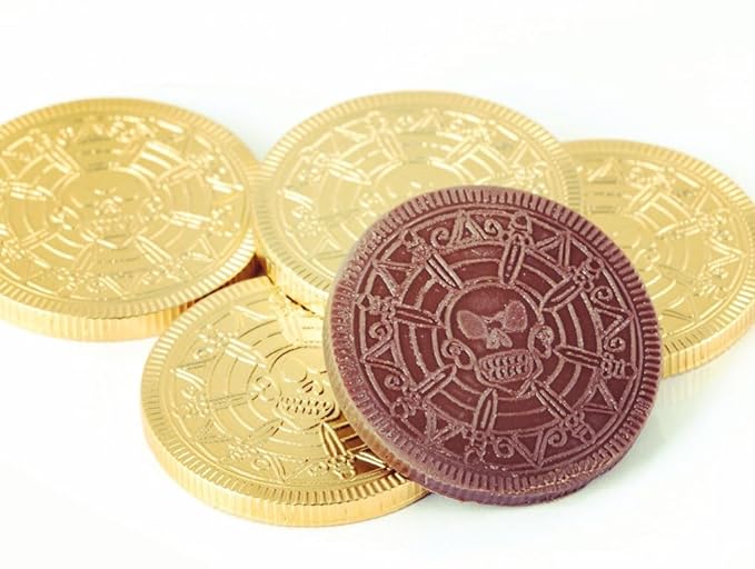 Pirate Chocolate Doubloons – 3 lb Bulk Box 240 Belgian Milk Chocolate Coins Foil Wrapped Candy – Kosher OUD Crush-Proof Packaging – Foiled Again!