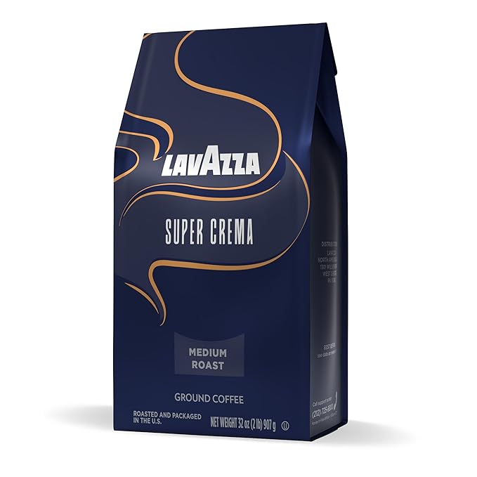 Lavazza Super Crema Ground Coffee Medium Roast Arabica and Robusta Blend 32 oz Bag (Pack of 1)