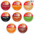 K-cups Coffee Pods Variety Sampler Includes Classic Roast Black Silk Breakfast Blend Colombian Hazelnut Caramel and French Vanilla for Keurig Brewers. 24 Count