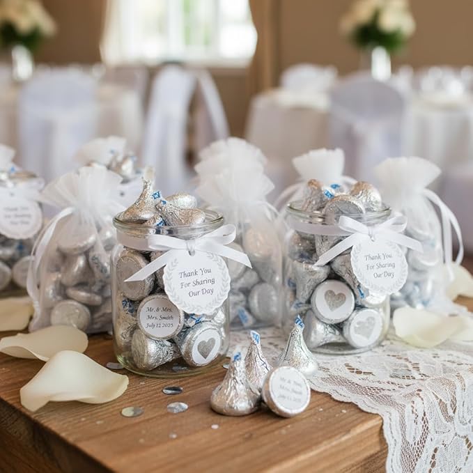 Bulk Kisses Milk Chocolate Candy - 200 Silver Kisses Chocolate Individually Wrapped - Chocolate Kisses Candy Bulk - Bulk Chocolate for Weddings Party Favors Candy Buffets &amp Office Treats - 2 Po