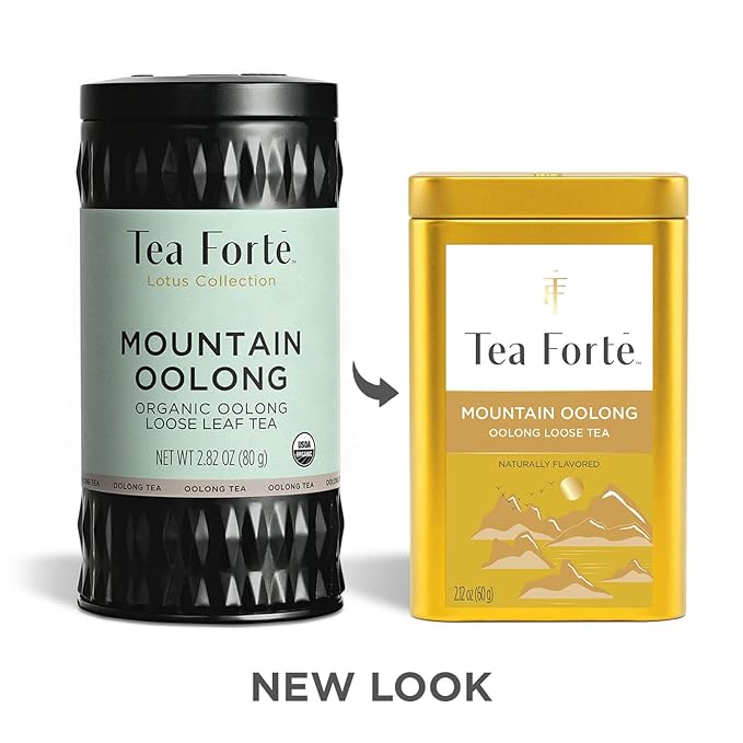Tea Forte Mountain Oolong Premium Loose Leaf Caffeinated Oolong Tea Blend Canister Makes 35-50 Cups