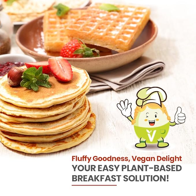 Eggylicious PACK OF 6- Vegan Pancake/Waffle Mix | Protein &amp Fibre Rich Gluten Free Pancake Mix | Quick &amp Easy Breakfast | Just Add Water/Milk Natural Non-Bioengineered | 1 lbs 8 oz (680 gm)