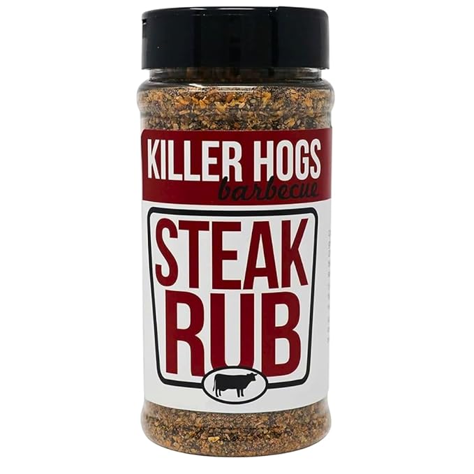 Kiler Hogs Barbecue Steak Rub - BBQ Seasoning for Grilling &amp Smoking - Steak House Flavor with Salt Pepper Garlic &amp Herbs - Low Sugar Savory Spice Blend for Beef Chops &amp Chicken - 11 o