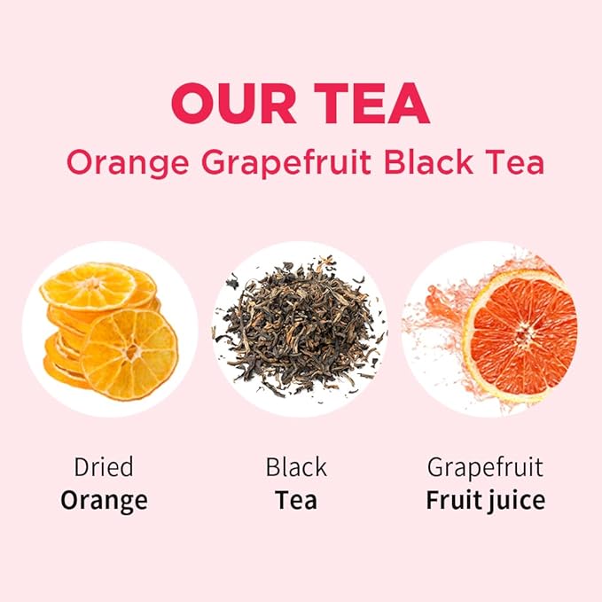 ROASTIQUE Orange Grapefruit Black Tea with Real Dried Fruit – Premium Orgainc Tea Sweet Fruit Blend Hot or Iced Tea Eco-friendly PLA bags 8 Tea Bags
