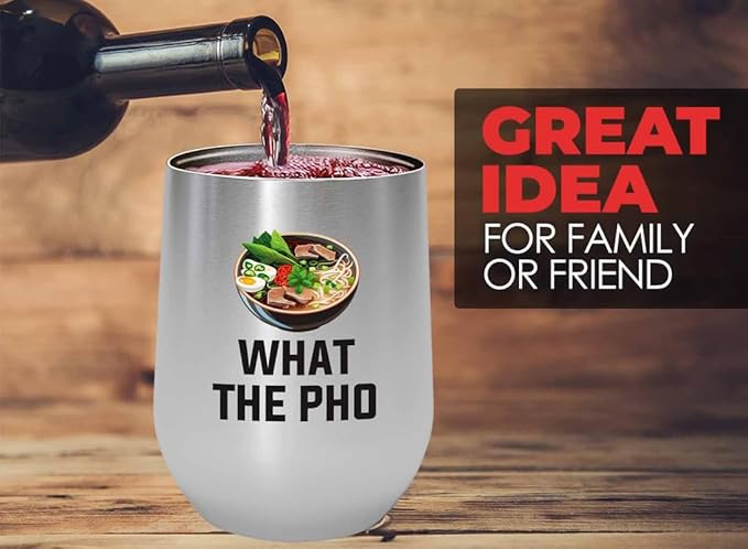 Ramen Lover Silver Edition Wine Tumbler 12oz - What the pho - Food Lovers chicken pumpkin vegan pantry spicy noodles