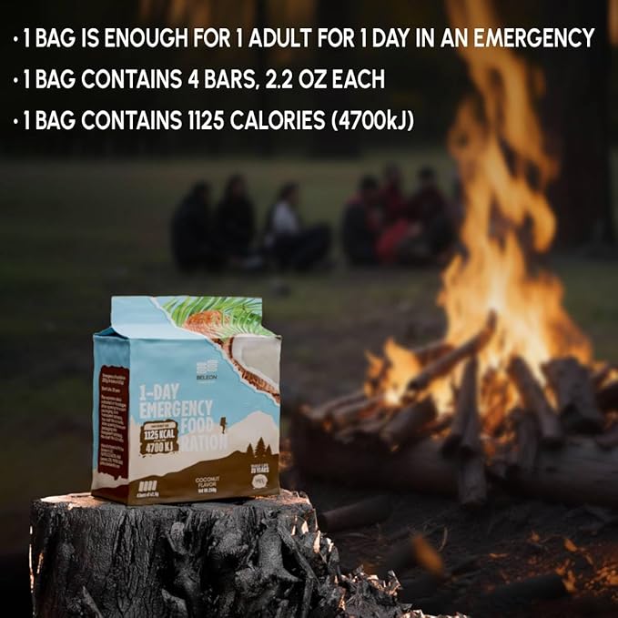Emergency Food Supply - Coconut Survival Ration - 20 Years Shelf Life - 3 Days