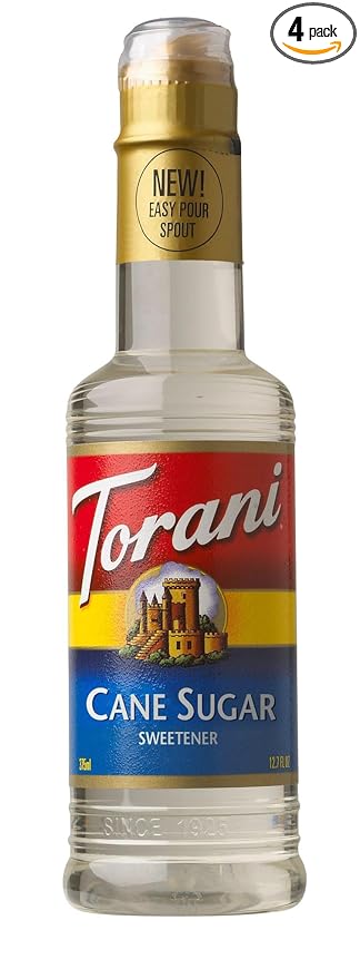 Torani Flavored Drink Syrup Cane Sugar Sweeteners 12.7 Fl Oz (Pack of 4)