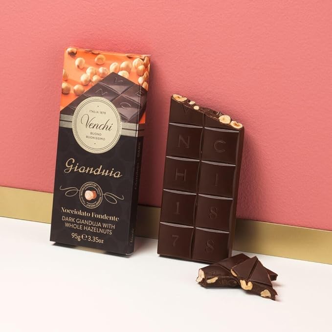Venchi Set of 6 70% Dark Chocolate and Hazelnut bars 21.16 oz