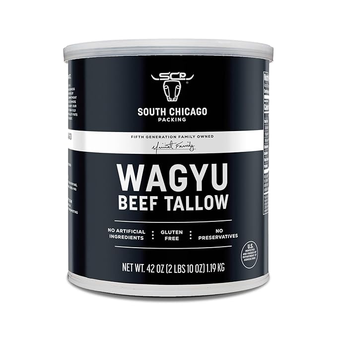 South Chicago Packing 100% Pure Wagyu Beef Tallow 42 Ounces – Paleo &amp Keto Friendly Cooking Fat for Searing Sautéing &amp Frying