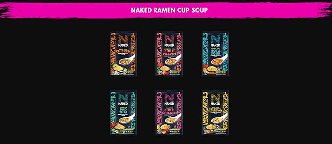 Naked Chinese Style Hot and Sour Ramen Noodle Soup 25 g (Pack of 12)