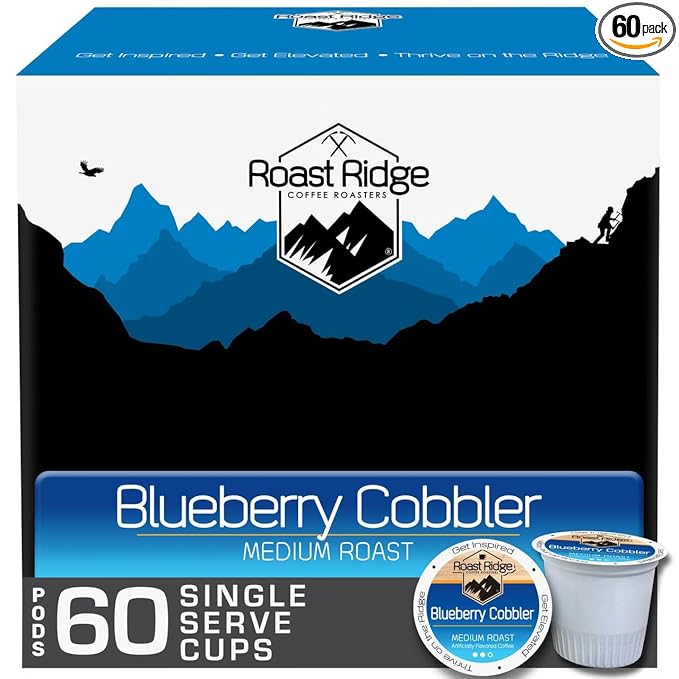 Roast Ridge Single Serve Coffee Pods for Keurig K-Cup Brewers Medium Roast Blueberry Cobbler 60 Count