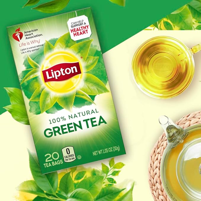 Lipton 100% Natural Green Tea 20 Count (Pack of 6)