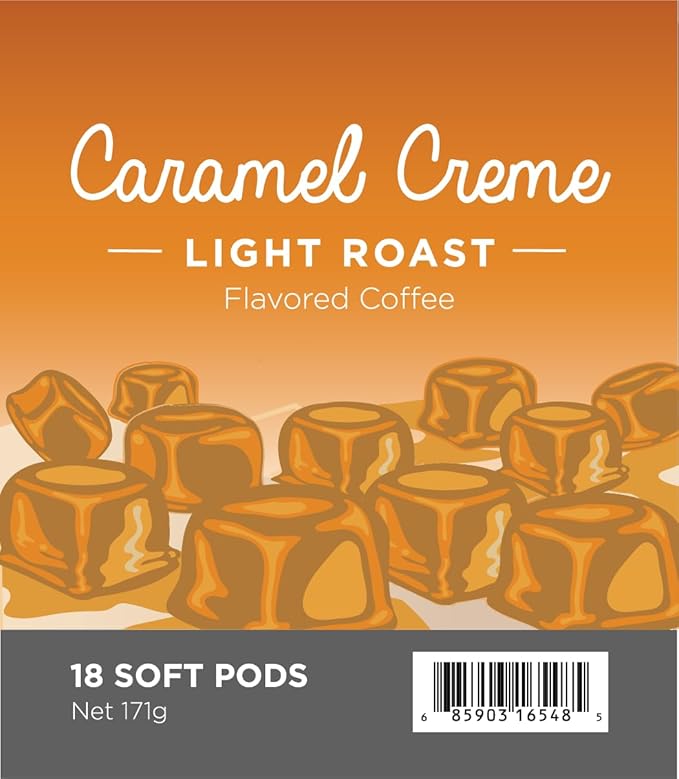 Wolfgang Puck Coffee Caramel Creme 9.5 Gram soft Pods 18 Count (Pack of 3)