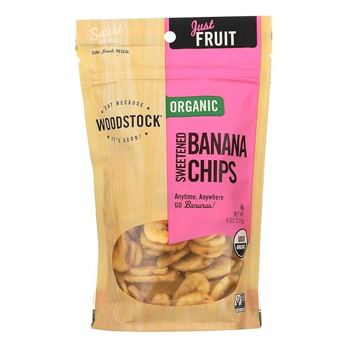 Woodstock Farms Banana Chips Sweetened Organic 6-Ounce Bags (Pack of 8) ( Value Bulk Multi-pack)40