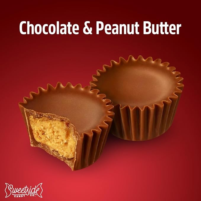 Zero Sugar Peanut Butter Cups - Miniatures Peanut Bite-Size Treat Candies Encased in a Crunchy Milk Rich Chocolate Shell for a Melt in Your Mouth Snacking 2lb Bulk Candy Individually Wrapped Bag