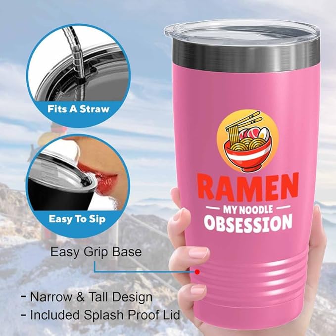 Ramen Lover Pink Edition Viking Tumbler 20oz - my noodle obsession - Food Lovers chicken pumpkin vegan pantry spicy noodles