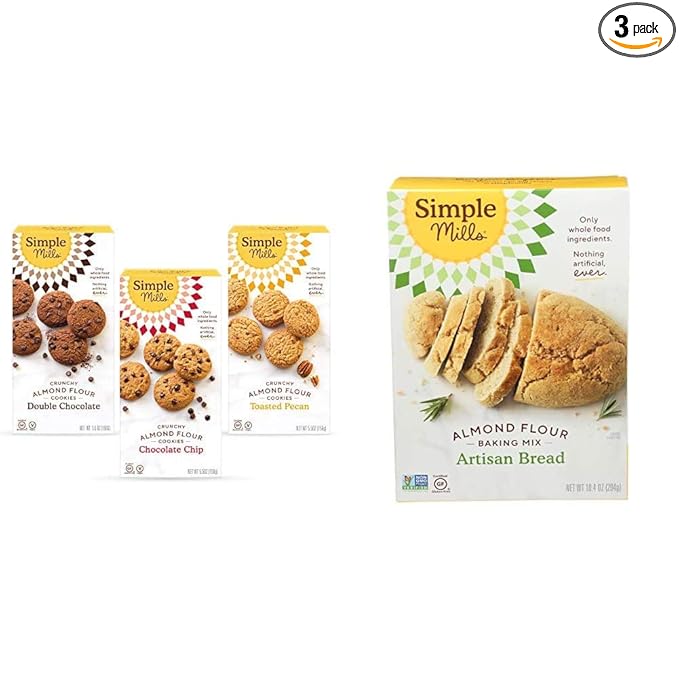 Simple Mills Almond Flour Variety Pack + Artisan Bread Mix (10.4 oz) - Gluten Free Vegan