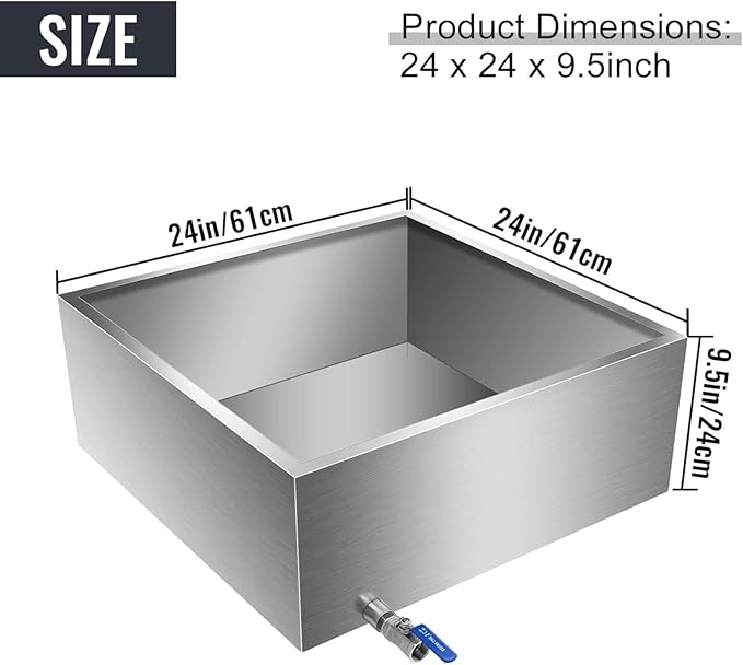 Maple Syrup Evaporator Pan Stainless Steel Maple Syrup Boiling Pan With Valve For Boiling Maple Syrup24Dx24Wx9.5H