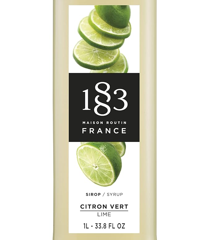 1883 Lime Syrup for Drinks Made in France 1 Liter Glass Bottle