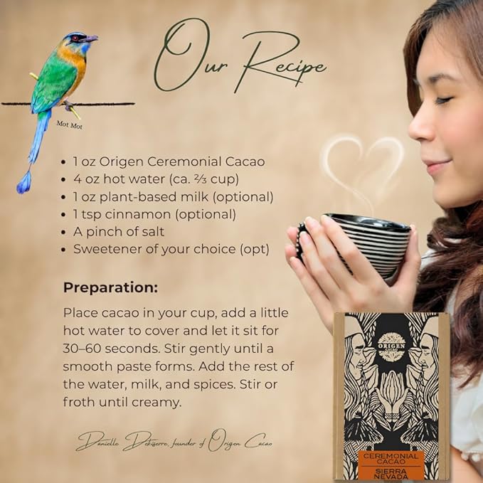 Origen Ceremonial Cacao – 100% Natural Ceremonial Grade Cacao – Unsweetened &amp Anti Oxidant Pure SuperFood – Indigenous Criollo from the Arhuaco Tribe – Vegan Gluten-free – 16 oz Block