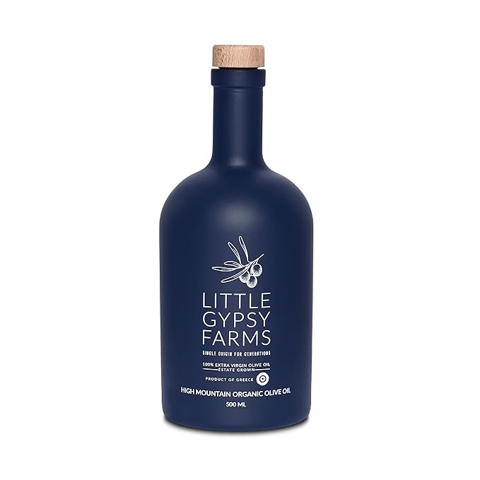 High Mountain Organic EVOO from Little Gypsy Farms | Extra Virgin Olive Oil from a Single Estate in Greece | First Cold-Pressed | High Polyphenols &amp Amino Acids | Non-GMO | 350ml