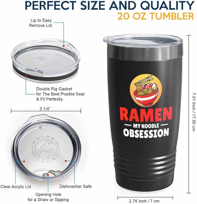 Ramen Lover Black Edition Viking Tumbler 20oz - my noodle obsession - Food Lovers chicken pumpkin vegan pantry spicy noodles
