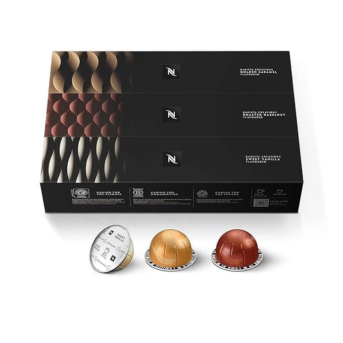 Nespresso Capsules Vertuo Barista Flavored Pack Medium Roast Coffee 30 Count Coffee Pods Brews 7.8oz.