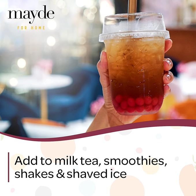 Mayde Popping Boba Pearls for Drinks Desserts &amp Breakfast Bowls (Cherry Flavor 7 Pounds)
