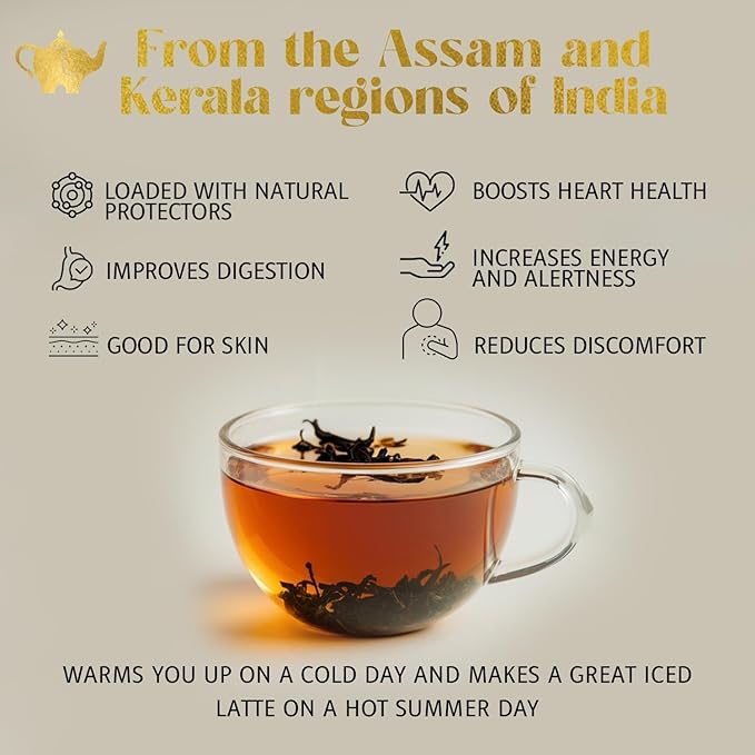 Madagascar Vanilla Chai Tea Organic Loose Leaf Chai Tea – Black Tea with Chai Spice Blend – Great Hot or Iced Chai Latte – 4 oz Resealable Bag (Makes 50 Cups) – The Elegant Elephant