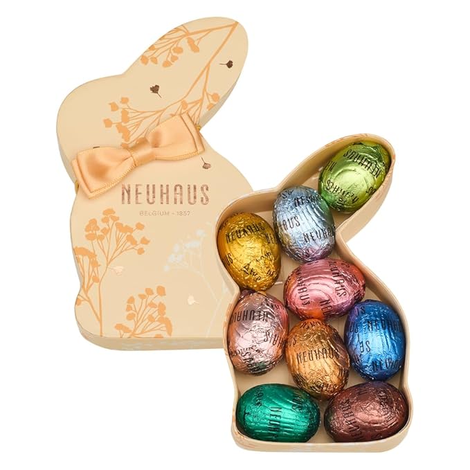 Neuhaus Belgian Chocolate 2026 Easter Bunny Orange Chocolate Gift – Solid Belgian Milk Chocolate Bunny – Easter Candy Gourmet Spring Gift