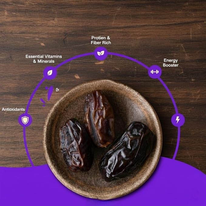 Soft Rabbi Dates Khajur Dry Fruits High in Fibre Energy Booster Healthy Snacks -200 g