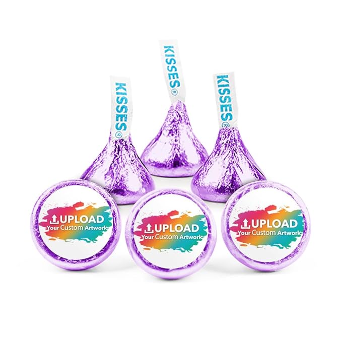 400ct Personalized Candy Promotional Items Light Purple Kisses with DIY Photo or Logo Stickers Chocolate Party Favors for Birthday Wedding