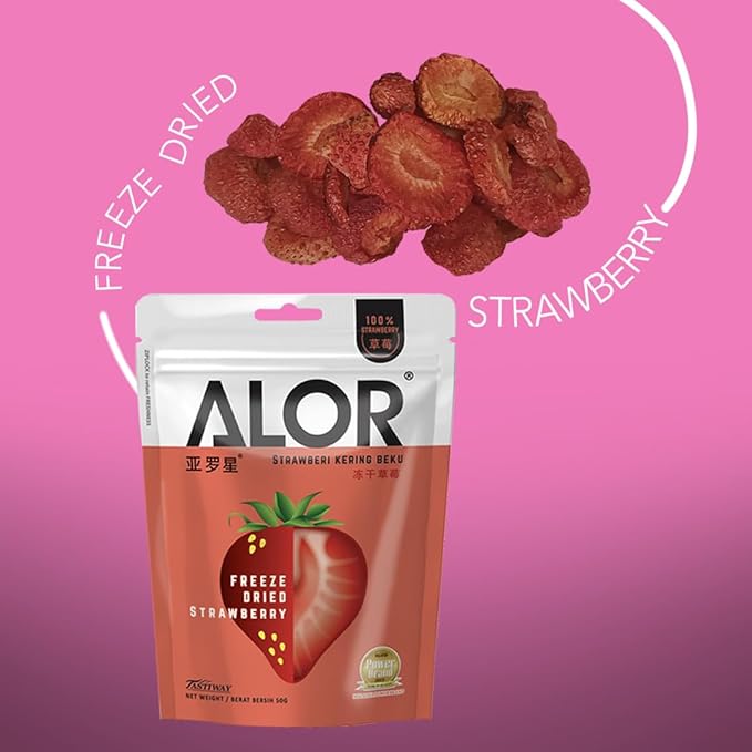 ALOR 100% Natural Dried Strawberries – Unsweetened No Sugar Added Real Fruit Snack – Crispy Crunchy &amp Gluten-Free – Healthy Freeze-Dried Strawberry Slices (15 Grams x 8 Packs- Strawberry)
