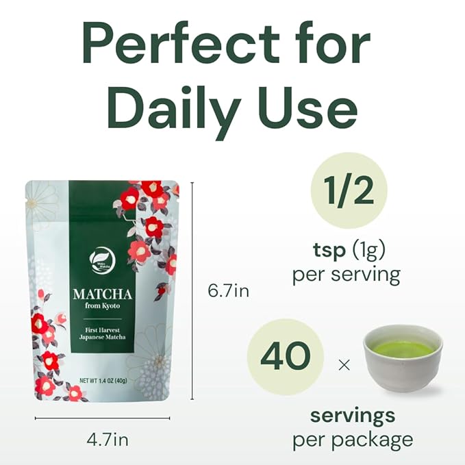 Wako Matcha Single-Origin Uji Matcha from Kyoto Japan (40g / 1.4 oz) – First Harvest Authentic Ceremonial Grade Green Tea Powder for Your Daily Morning Boost Café-Quality Hot or Iced Matcha and L