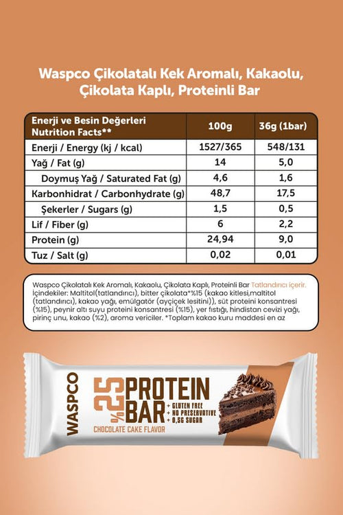 (12 Count) Protein Bars CHOCOLATE CAKE Gluten Free with 9g Protein and 0.5g Sugar36 G