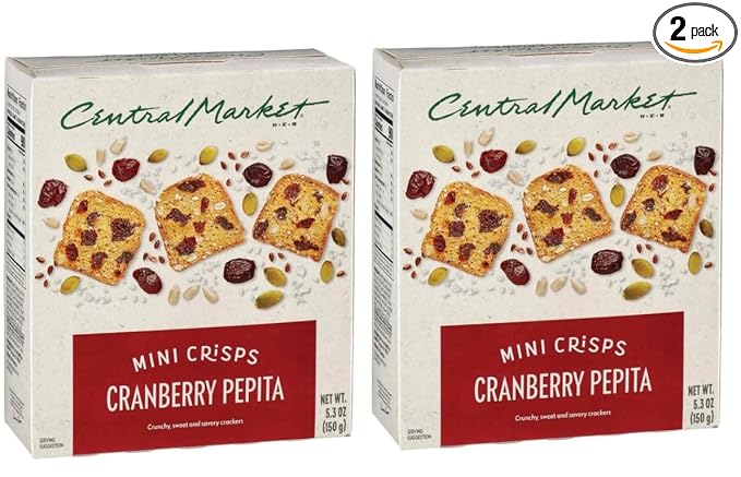 H-E-B Central Market Mini Crisps Crackers 5.3oz - 2 boxes (Cranberry Pepita)