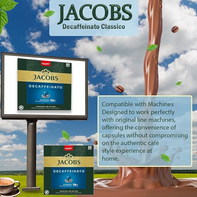 Jacobs Decaffeinato Classico 10x20 CAPSULES Coffee Capsules Compatible with (052 USD/1 CAP)