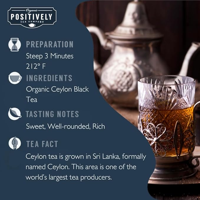 Organic Positively Tea Company Ceylon Black Tea Loose Leaf 16 Ounce