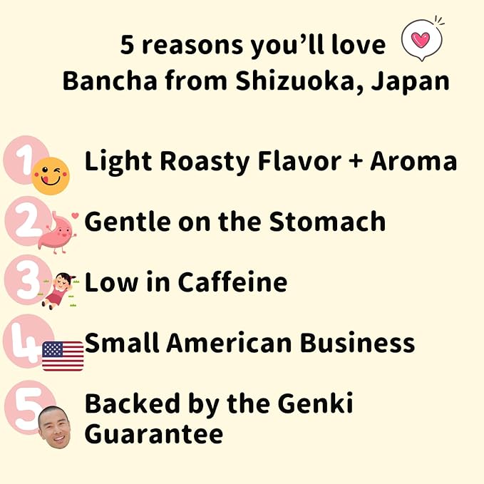 Shizuoka's Finest Organic Bancha tea - JAS Certified Non-GMO No-additives Authentic Japanese Origin 100% Pure Premium Bancha (roasted green tea) leaves 10 gram travel size bag (20 gram sumo size