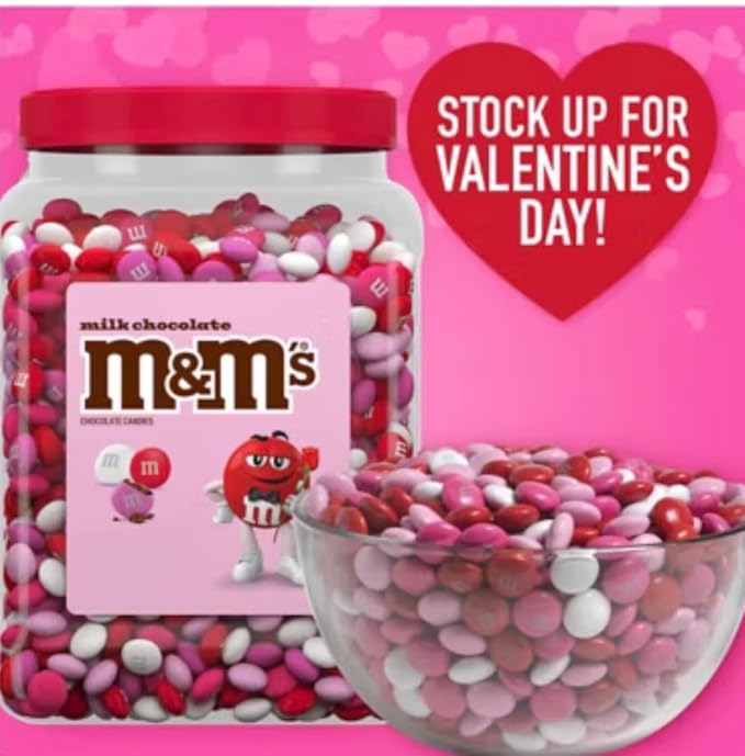 M&ampMS Milk Chocolate Valentine's Day Candy Jar 62 oz